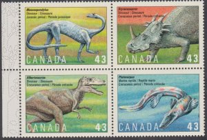 Canada - #1498a Prehistoric Life In Canada Se-Tenant Block of Four - MNH
