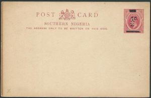 SOUTHER NIGERIA EVII ½d on 1d postcard fine unused.........................46963