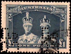Australia #179, Incomplete Set, Perf Intials, 1938, Used