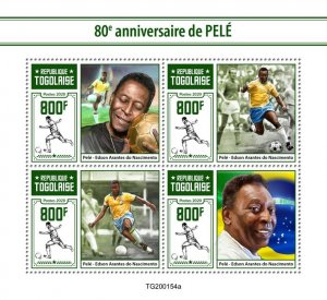 TOGO - 2020 - Pele - Perf 4v Sheet - Mint Never Hinged