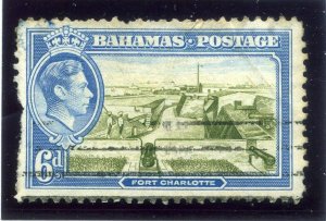 BAHAMAS;  1938 SCARCE Missing ' A ' in Crwon CA Wmk. on 6d. used   