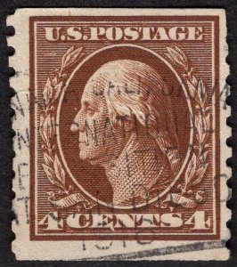 U.S. #446 Single coil. Fine-Very Fine. Light black slogan cancellation.