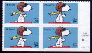 Scott #3507 Peanuts (Snoopy) Plate Block of 4 Stamps - MNH (LR)