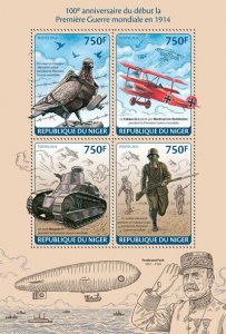 World War I Military Stamps Niger 2014 MNH WWI WW1 Start 100th Anniv 4v M/S
