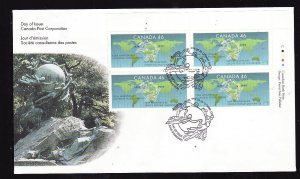 Canada-Sc#1806-UR plate block on FDC-UPU-Universal Postal Union-1999-