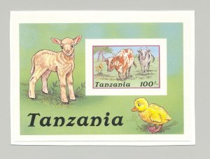 Tanzania 1988 Cow 1v S/S Imperf Proof on Card