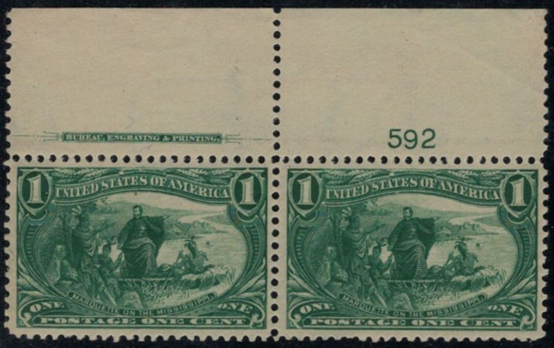 MALACK 285 VF/XF OG NH, Plate Number Pair, Super Nice! gg0742