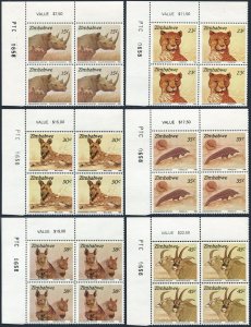 Zimbabwe 594-599 blocks/4,MNH.Michel 412-417. Endangered species 1989.