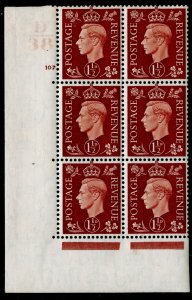 SG464, 1½d red-brown, NH MINT. D38 CYL NO 107.