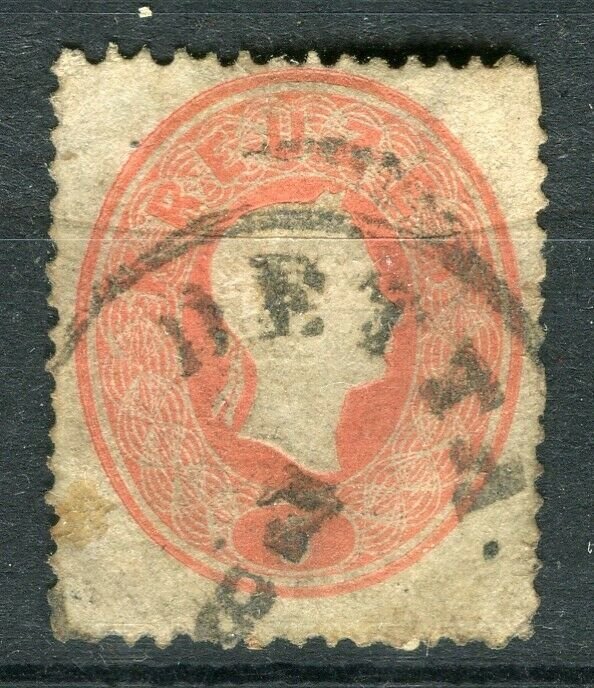 AUSTRIA; 1860 early classic F. Joseph issue 5k. value, fair Postmark