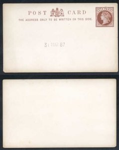 1887 ESSAY for the 1/2d Post Card Handstamped 31st March 1887