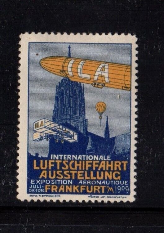 German Advertising Stamp - 1909 International Aviation Exhibition, Frankfurt- MH
