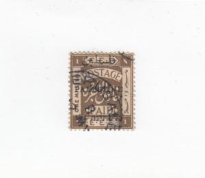 JORDAN  (MK2649)  #13A  USED  1/10pi on 1m  PALESTINE OVERPRINT CAT VALUE $70