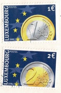 Luxembourg #1070-1 U 1-euro 2-euro coins