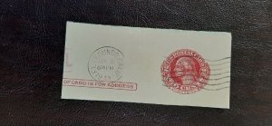 US Scott # UY13; 2c Washington; Used Postal Card cut square from 1951 ; VF