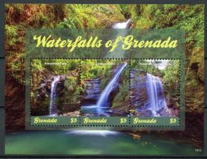 Grenada Landscapes Stamps 2018 MNH Waterfalls Falls Nature Tourism 3v M/S