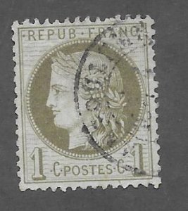 France Scott 50 Used 1c Ceres stamp 2018 CV $11.50
