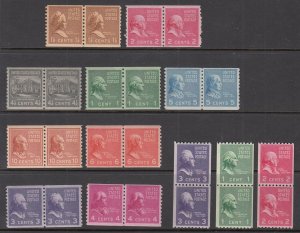 US 839-851 Coil Pairs MNH VF