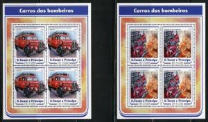 SAO TOME 2017  FIRE TRUCKS   SET OF 4 SHEETS (4)  NH