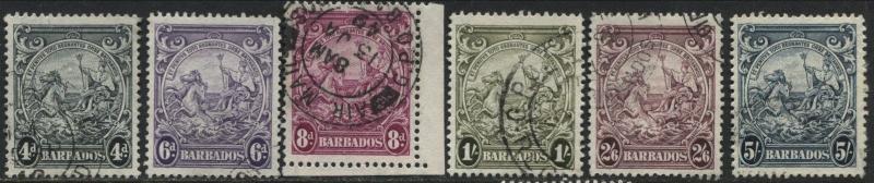 Barbados 1938-46 KGVI 4d to 5/ used