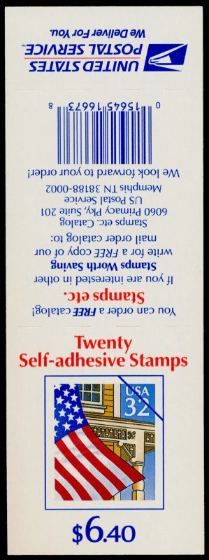 USA 2920a Booklet BC114 Plate V12321 MNH Flag over Porch