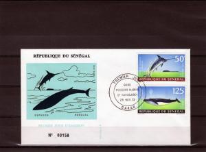 Senegal 1972 F.D.C.Swordfish-Whale Set (2) Sc # C115 & C118 