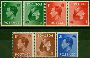 GB 1936 Set of 7 SG457-460 Wmk Upright & Inverted V.F MNH