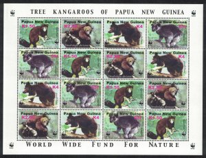 Papua NG WWF Tree-kangaroos Sheetlet of 4 sets 2003 MNH SC#1090 a-d