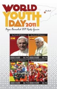 Union Island 2011 - Pope Benedict XVI in Spain - Sheet of 4 Stamps - MNH