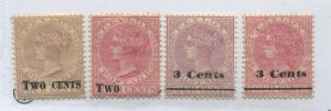 Ceylon 1888-92  various values overprinted mint o.g. hinged