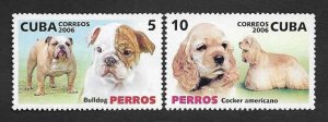 SD)2006 CUBA FROM THE PERROS SERIES, BULL DOG & AMERICAN COCKER, 2 MNH STAMPS