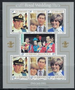 Guernsey 226a MNH Prince Charles Wedding souvenir sheet (an3094)