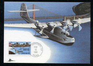 US C115 44c Air Mail Martin M130 China Clipper UA Fleetwood Maxi Card cachet FDC