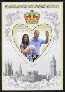 DJIBUTI - 2013 - Birth of Royal Baby, George -Perf Souv Sheet-Mint Never Hinged