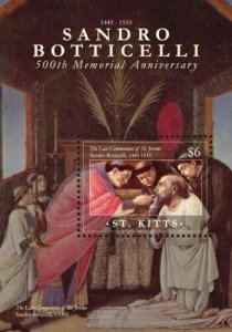 Saint Kitts 2010 - Sandro Botticelli Art - Souvenir Stamp Sheet Scott #789 - MNH