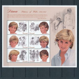 [106708] Grenada 1997 Royalty Princess Diana healthcare Mother Teresa Sheet MNH