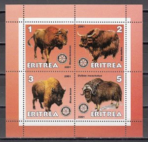 Eritrea, 2001 Cinderella issue. Buffalo on a sheet of 4. ^