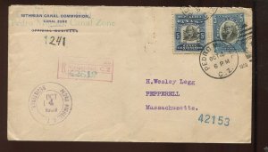 Canal Zone 24 & 28 Used on 1909 Registered Cover from Pedro Miguel to USA LV9234