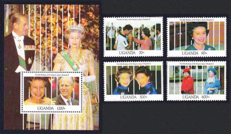 Uganda 65th Birthday of Queen Elizabeth II 4v+MS SG#960-MS964