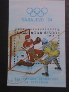 NICARAGUA-1984 SC #1326  OLYMPIC GAMES-SARAJEVO'84 FANCY CANCEL S/S VF