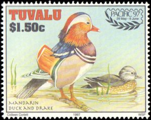 Tuvalu #742-745, Complete Set(4), 1997, Birds, Stamp Show, Never Hinged