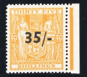 New Zealand 1939 Arms Fiscal 35/- on 35s orange-yellow superb MNH. SG F186.