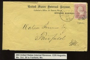 65 Used on US Internal Revenue 3d District Maine Official Business Cover LV5497