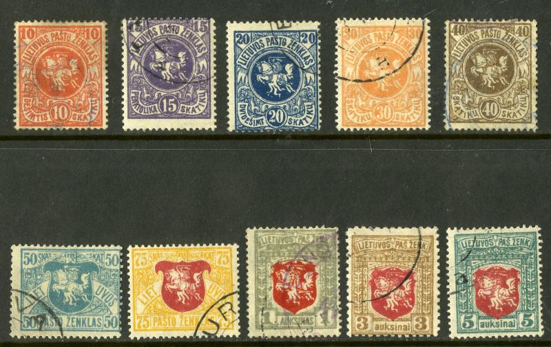 LITHUANIA 30-39 USED SCV $4.80 BIN $1.95 COATS OF ARMS
