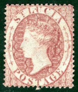 ST LUCIA QV Stamp SG.1 (1d) Rose-Red (1860) Mint LMM Cat £100 BLBLUE115