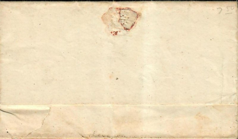 US Stampless Cover Muncy PA July 28 1847 + Letter