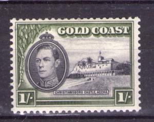 GOLD COAST  GEORGE VI 1/- SG128  12x12 perf. superb lightly hinged condition.