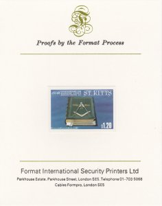 St KITTS 1985 MASONIC LODGE  imperf on FORMAT INT PROOF CARD