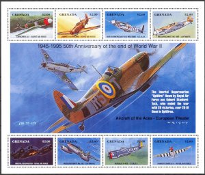 Grenada 1995 Military Aviation Airplanes 50th Anniv. of WWII Sheets MNH