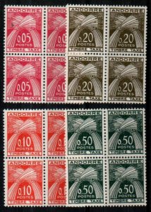 Andorra-French Scott J42-5 Mint NH blocks [TH85]